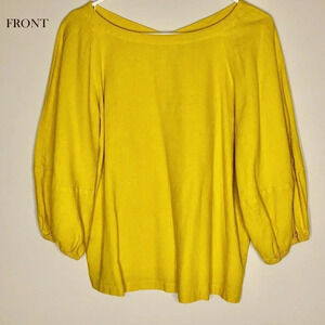 Loft Linen Blend (Linen/Viscose) Blouse with Cute Puff Sleeves, Size M